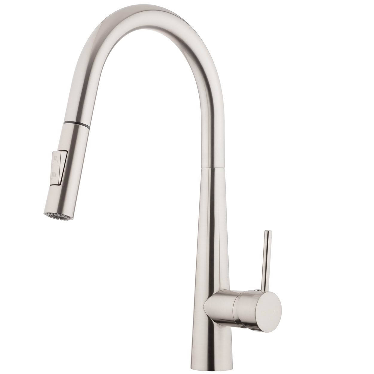 E-STEEL Gooseneck Pulldown Sink Mixer - Brushed Nickel (PVD)